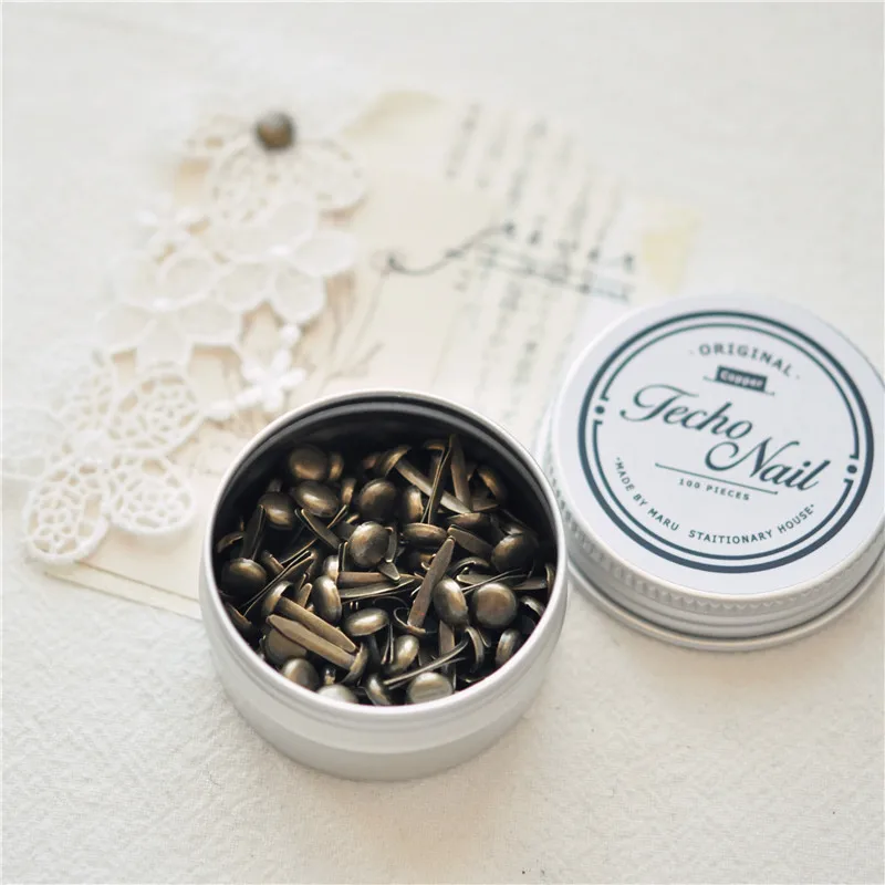 Scrapbooking Decoration Boxed Vintage Iron Round Metal Brads DIY Scrapbooking Diary Photo Album Junk Journal Planner Handmade Card Crafts Decorative