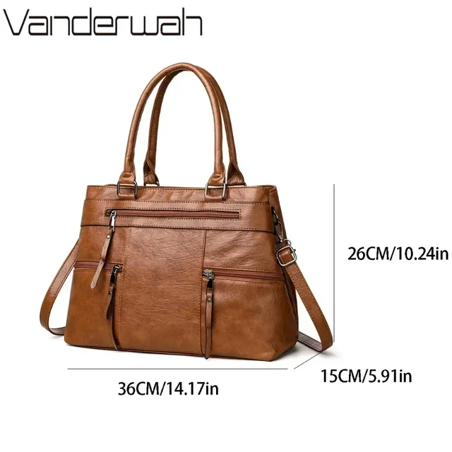 Elegant Handbag for Women High Quality Leather Top-Handle Bags Purse Ladies Shoulder Crossbody Bag Large Casual Tote 2025 Hot 4