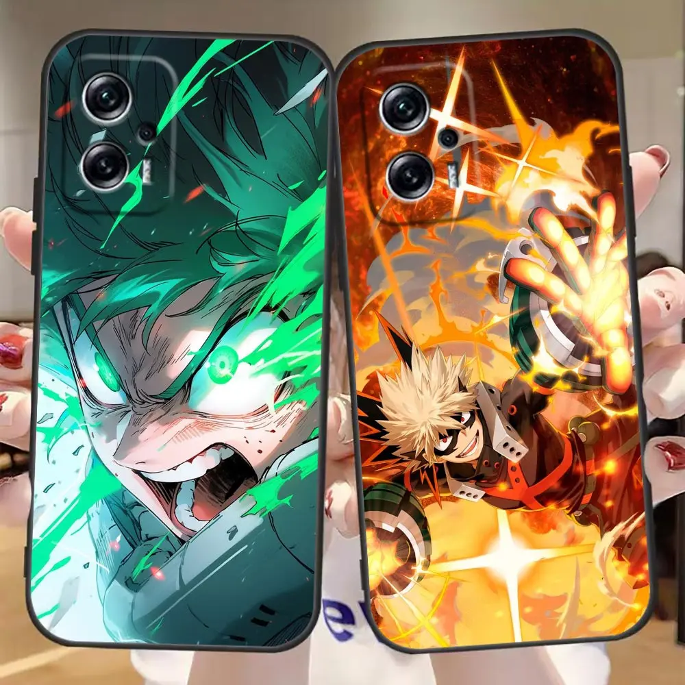 

Hot My Hero Academia Phone Case For Xiaomi Redmi Note 12 11 11T 11S 11E 10 10T 10S 9 9T 9S 8 8T 7 6 A1 Black Soft Silicone Cover
