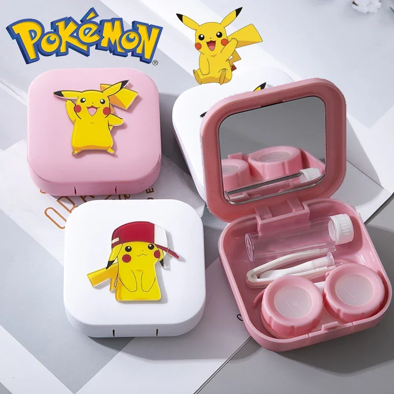 Pokemon Pikachu Cartoon Mini Contact Lens Case Cute Anime Simple Portable Girls Contact Lens Storage Maintenance Box Travel Kit