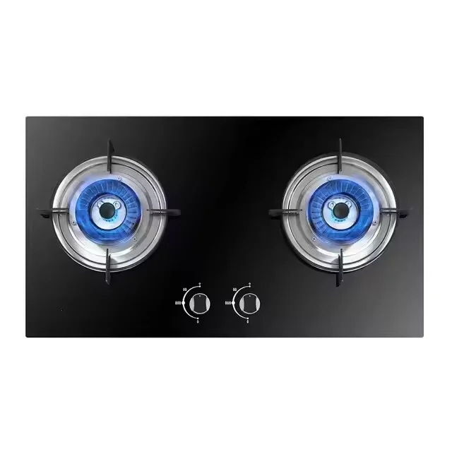 Hot Sell Gas Stove Fierce Tempered Glass Cooker Nine-burner Double Stove Built-in Natural Gas Liquefied Petroleum