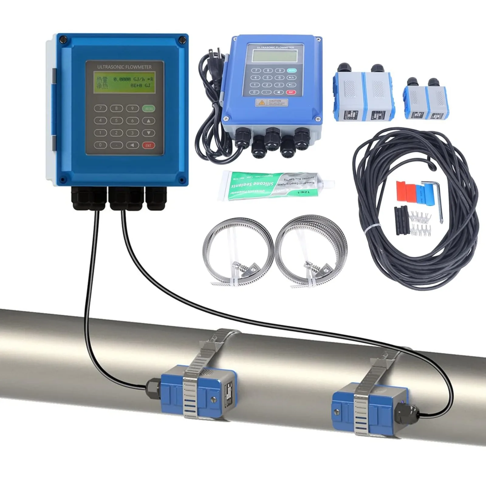 Ultrasonic Flow Meter ,TUF-2000B Liquid Water Flow Control Meter, Digital LCD Display Flowmeter Counter ,TS-2 & TM-1 Transducers