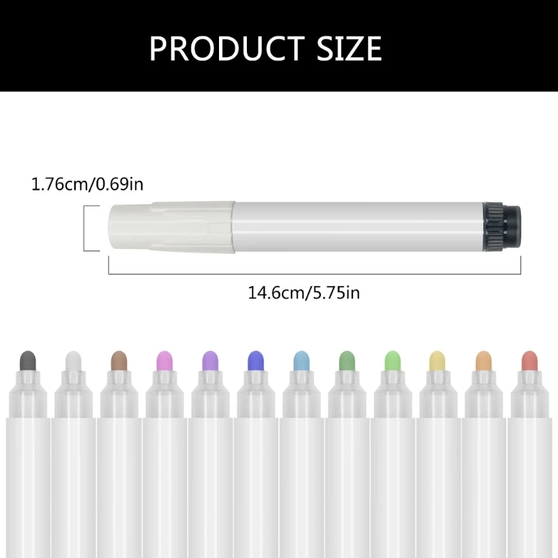 유리 금속용 12색 화이트보드 펜 6.5mm 수성 잉크 속건성