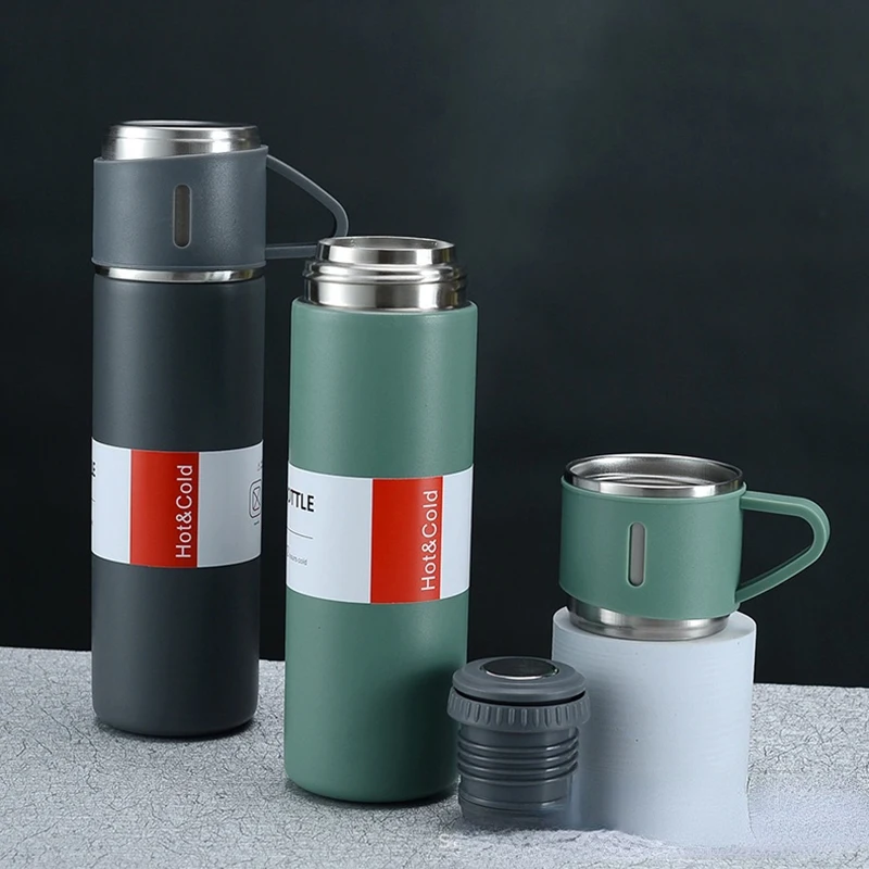 

Stainless Steel Thermos with Leakproof Cup Lid Vacuum Insulated Travel Mug Water Bottle Business Gift Tea Cups Garrafa Termica