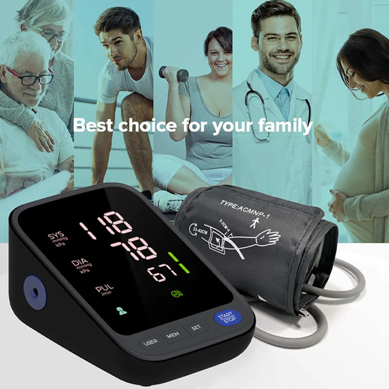 Large Led Display Electronic Blood Pressure Monitor In English 120 Sets Of Memory Values For 2 People Type-c Charging
