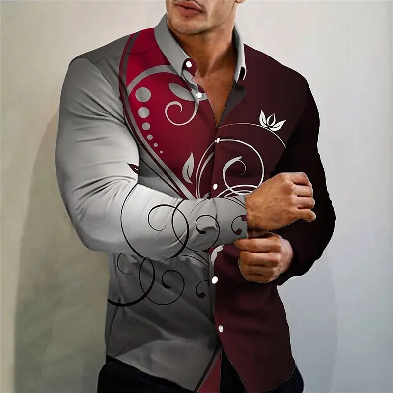 Men's Shirt Floral Pattern Lapel Outdoor Street Street Long Sleeve Button Print Clothing Tropical Fashion Design