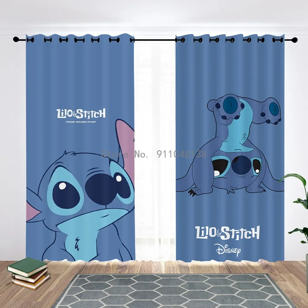 귀여운 디즈니 Lilo & Stitch 3D 암막 커튼, 침실 거실 홈 장식, 어린이, 소녀, 소년, 생일 선물