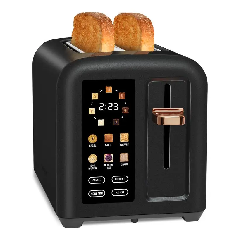 Toaster 2 Slice, Stainless Toaster LCD Display&Touch Button, 50% Faster Heating Speed, 1.4'' Wide Slots