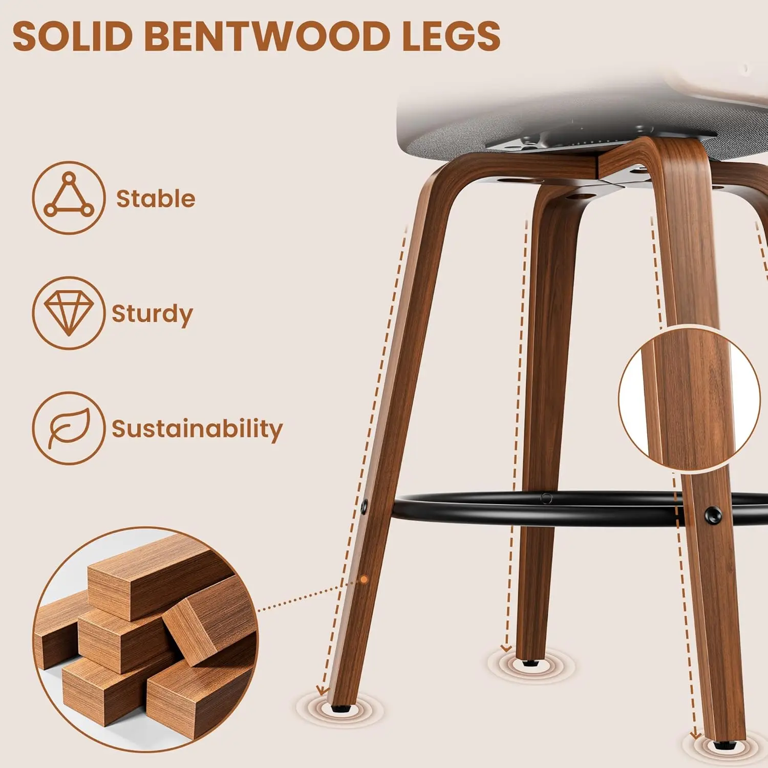 Bar Stools Set of 2 – 26" 3