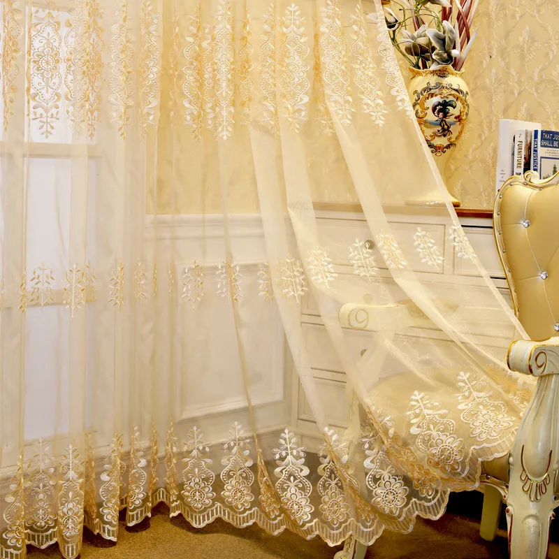 European Sheer Window Curtains Luxury Lace Curtain European