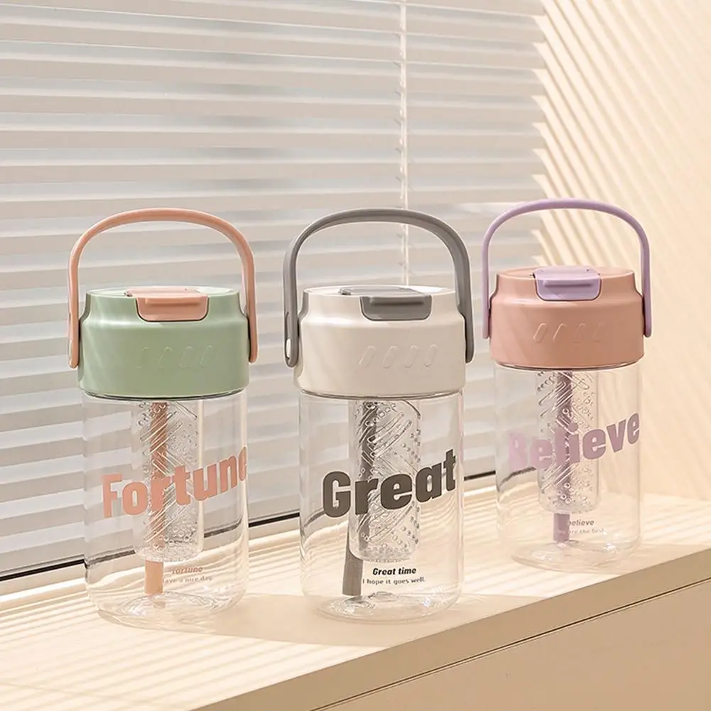 600/800ml Large Capacity Straw Water Cup Sports Water Bottle High Value Outdoor Camping Drinking Tools Kawaii Summer Cup