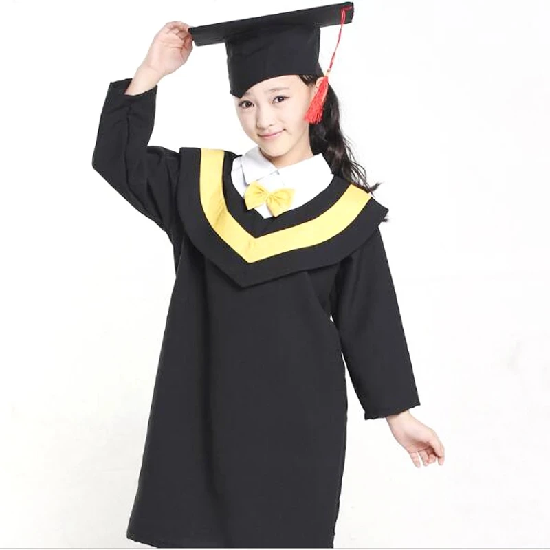 Children Students Performance Costumes Academic Bachelor Gown Kindergarten Kids Dr Clothes Graduated Bachelor Suits Dr cap graduation gown set
