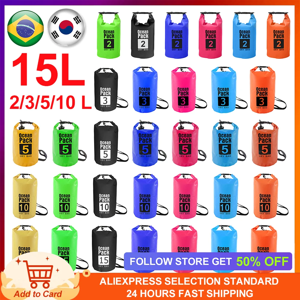 Dry Bag Waterproof Bag Swimming Bag 2/3/5/10/15L Floating Sailing Canoeing Boating Water Rafting Kayaking River Trekking Pack