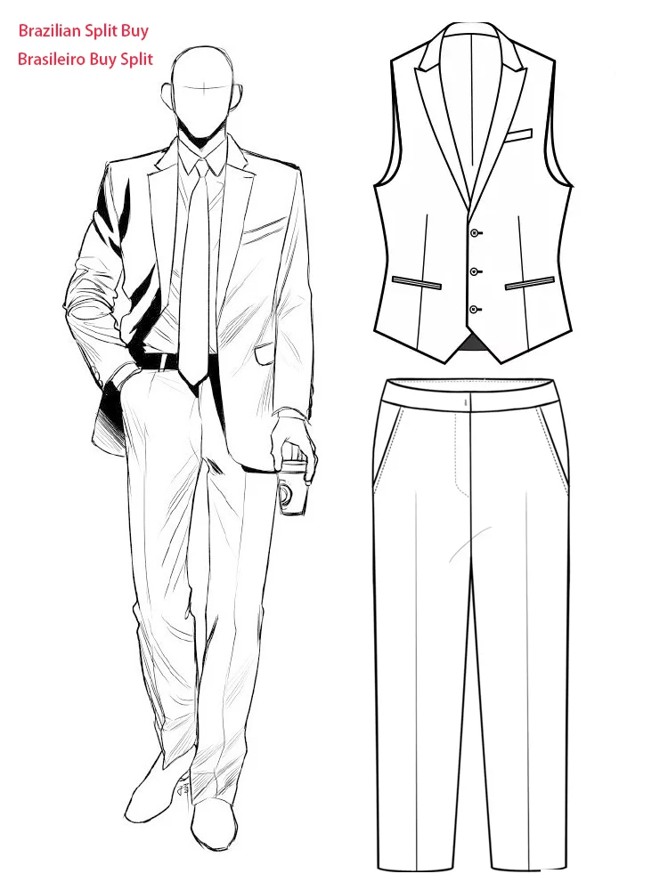 Brasileiro Acquista Split/Brasiliano Esclusivo Acquisto Country Vip Suit Jacket Vest Pants Split Buy