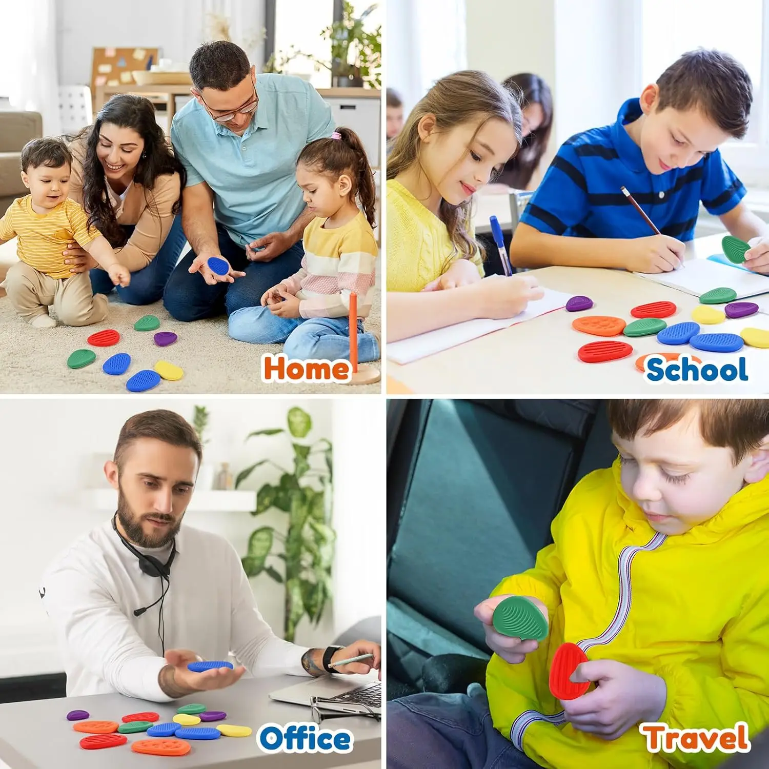 Fidget Toys for Kids Adults Textured Sensory Stones for Autism ADHD Kids Calming, Fidget Stress Relief Toys Gifts - 4