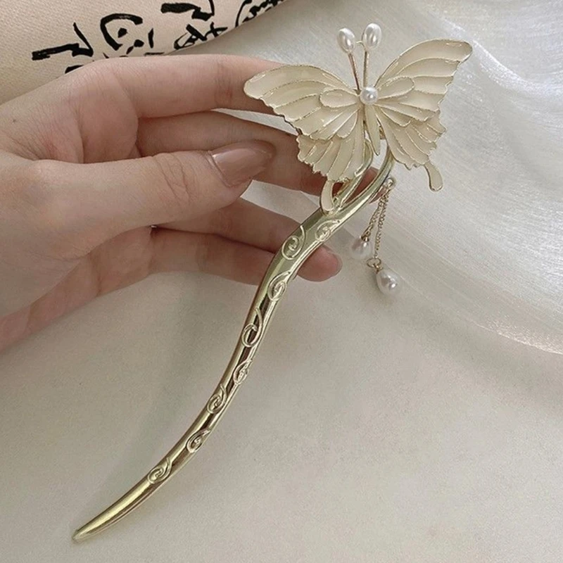 

MXMB Chinese Hair Sticks For Buns Tassel Hair Pin Women Butterfly Hair Fork Butterfly Hair Chopsticks Butterfly Hair