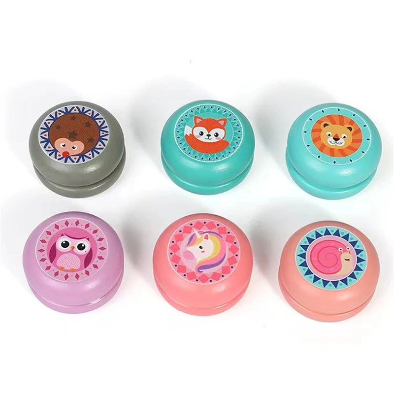 Children Yoyo Ball yoyo ball Cute Animal Prints Wooden Yoyo Toys Fox Owl Hedgehog Snails Toys Kids Yo-Yo Creative Yo Yo For Fun