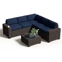6-Piece Outdoor Patio Sectional Sofa Set with Waterproof Wicker and Thick Cushions 3