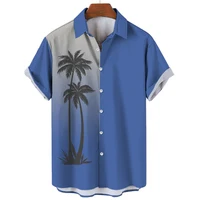 Beach Leisure Vacation Hawaiian Coconut Tree Print Tops Men's Short-sleeved Shirts Summer Fashion Oversized Tops SIZE S-5XL 1