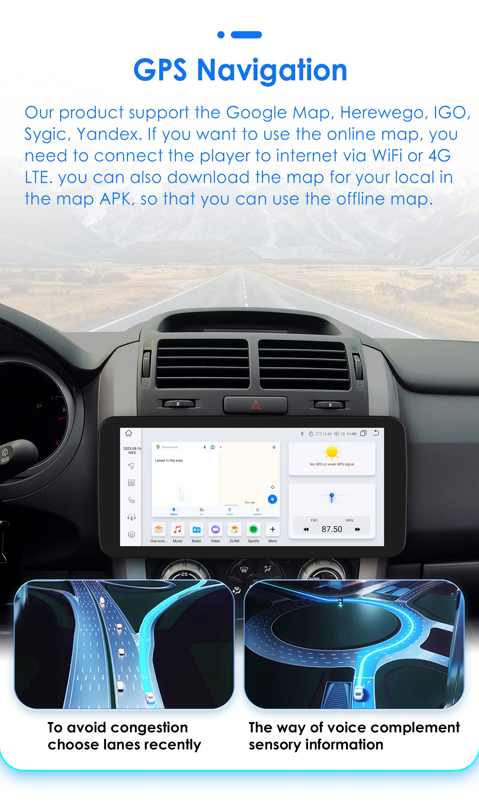 Hizpo Android 14 Auto-Stereoanlage Video-Multimedia-Radio-Player 10,33 Zoll Universal-Stereoanlage GPS WLAN Drehbarer Touchscreen 8G 128G – Detail 26