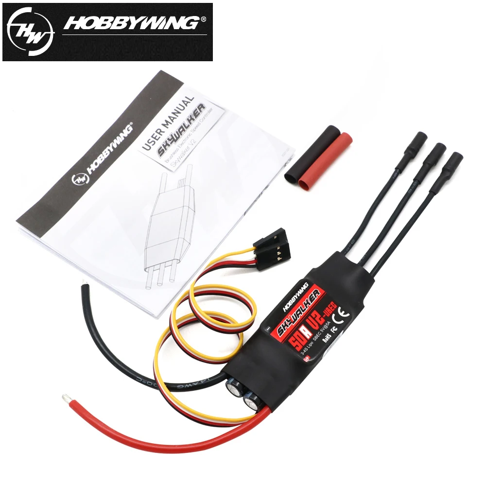 

Hobbywing Skywalker V2 40A 50A 3-4S/ 80A 100A 3-6S Brushless ESC Speed Control with BEC/UBEC for RC FPV Quadcopter Airplane Toy