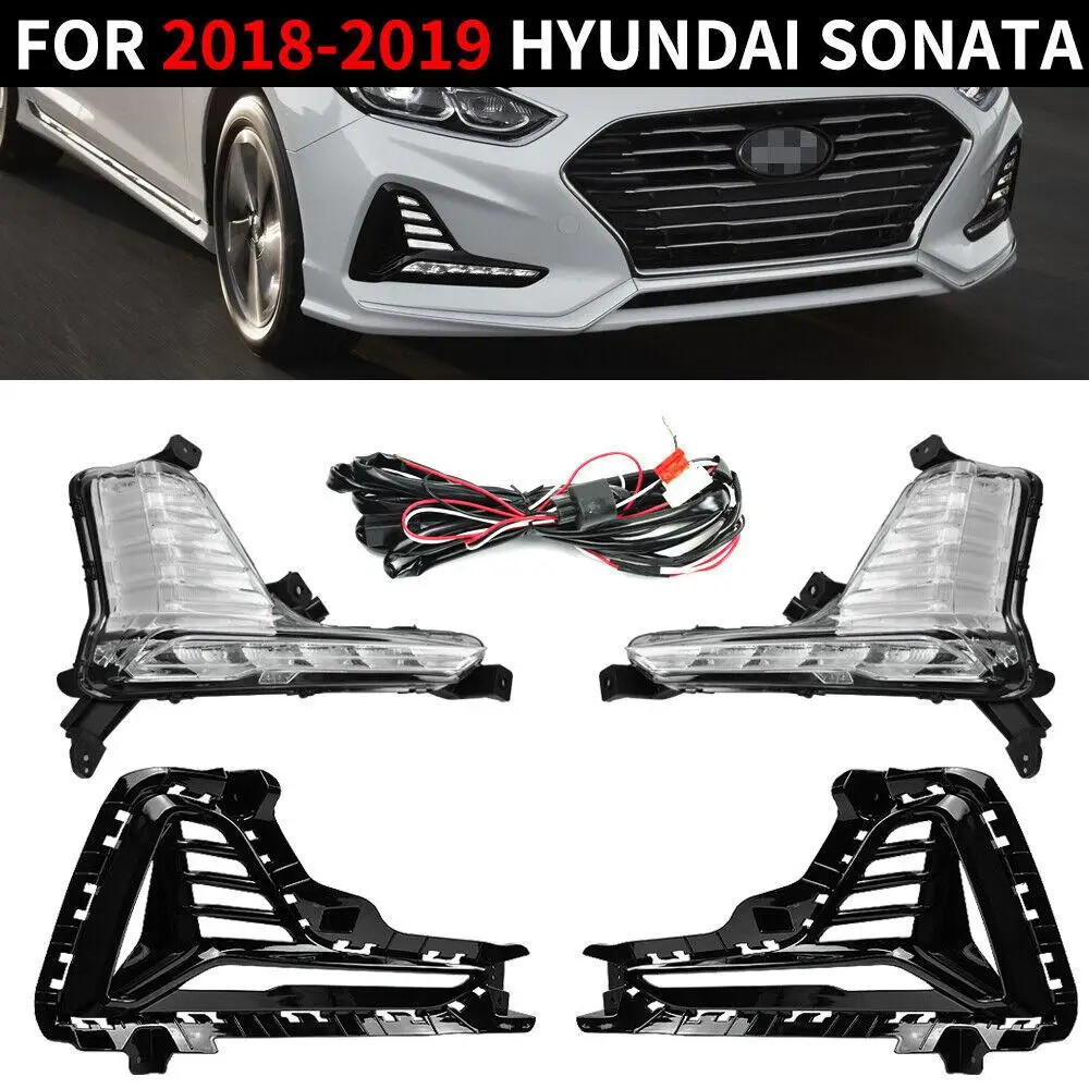 

AP02 левая и правая для 2018 2019 Hyundai Sonata светодиодный противотуманные лампы и заглушки