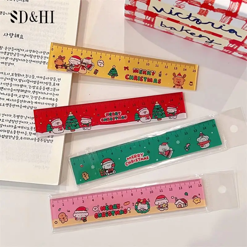 

15cm Cartoon Christmas Magnetic Ruler Kawaii Stationery Rulers Student Soft Design Ruler Set of Drafting Rules SchoolSupplies