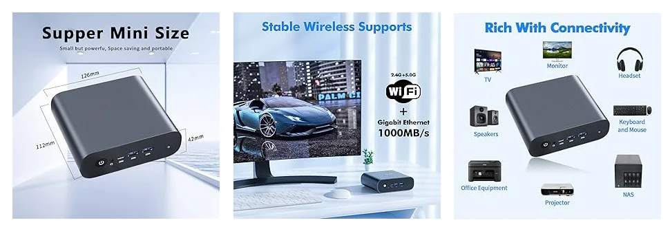 Intel Celeron N5095 N5105 Mini PC 8GB DDR4 128GB SSD WiFi 5 BT5 2.5GBps LAN Windows 11 Gaming Desktop Computer Aluminum alloy