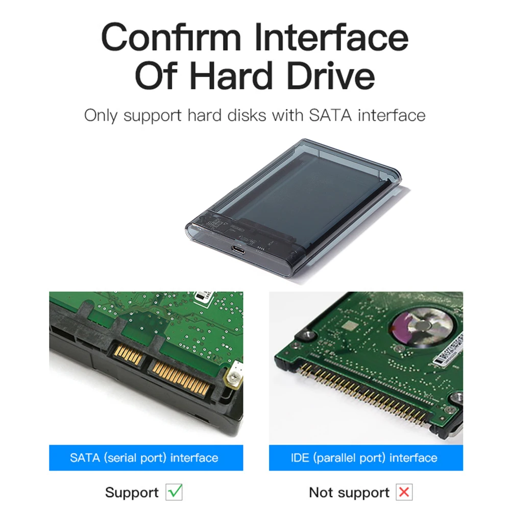 2.5 ġ  HDD ̽ SATA-USB3.1 ϵ ̺ Ŭ 6Gbps USB3.0-Type-C SATA HDD SSD Ʈ  ϵ ̺ ̽
