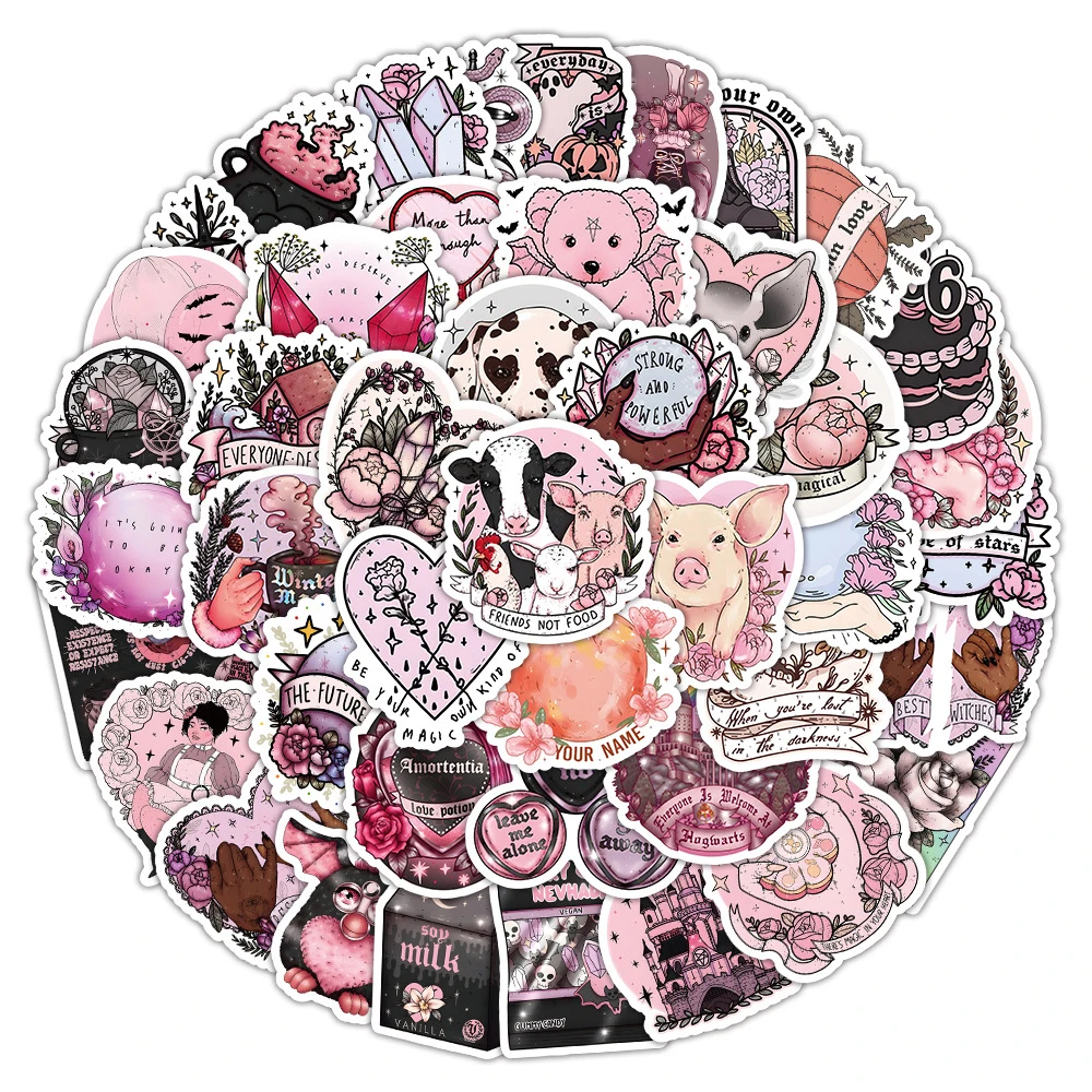 

10/30/50pcs Pink Magic Goth Stickers Cartoon Decals Waterproof Graffiti Skateboard Car Motorcycle Cool Horror Skull Sticker Toys