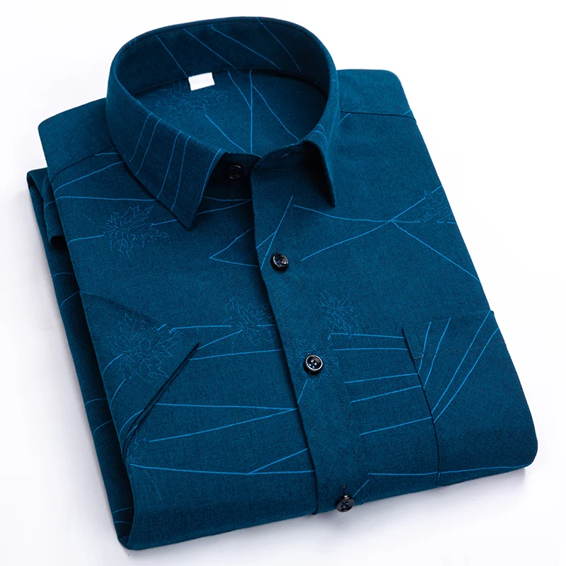 Business wrinkle-resistant short-sleeved shirt men's formal casual plaid striped cotton classic workplace office men's shirt
