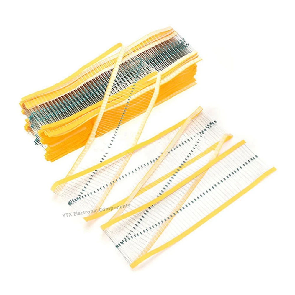 Metal Film Resistors 100PCS 1/8W 1% 1K 10K 1M 0.1R 0.12R 68R 75 82 91 100 150R 200 220 240 270R 300 330R 470 &Omega; OHM DIP Metal Film Color Ring Resistor