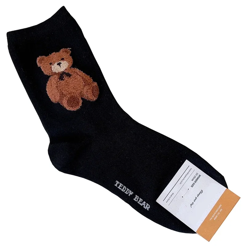 Elegant Cartoon Lady Bear Women's Harajuku Style Cute Cotton Socks - Novelty Breathable Sox