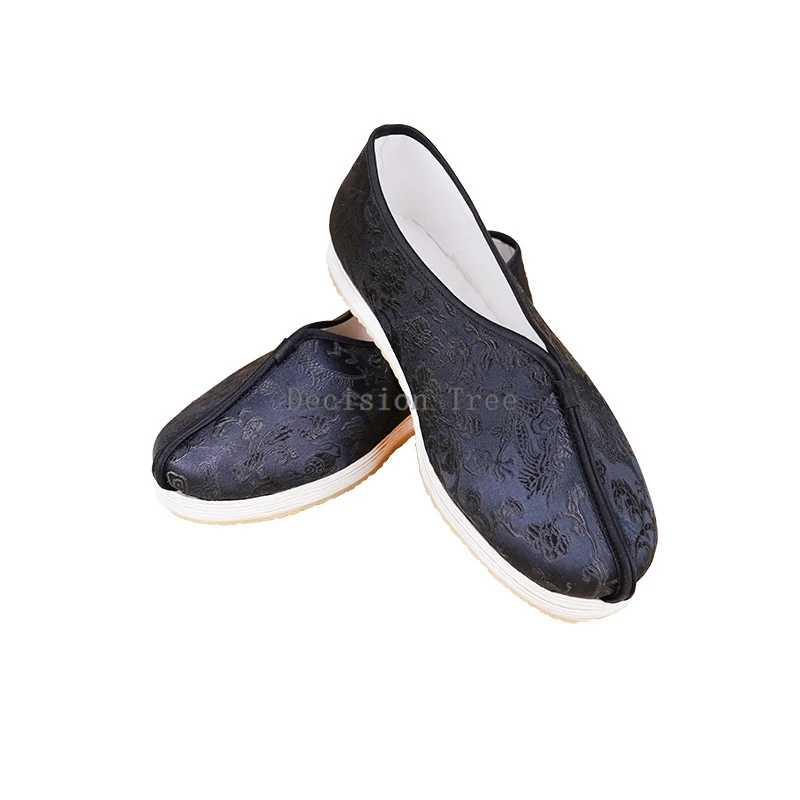 Handmade Chinese Traditional Cloth Shoes Men's Summer Chinese Black Dragon Pattern Martial Arts Men's Cloth Shoes a001