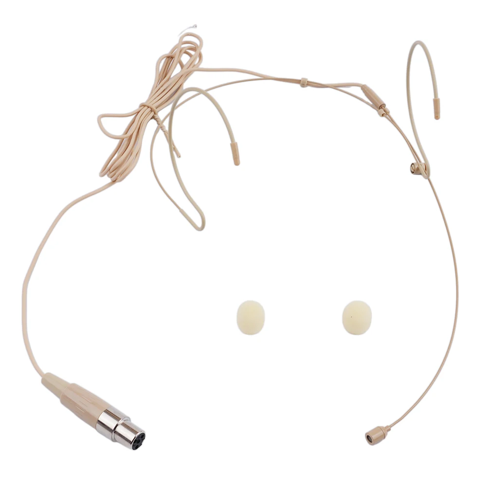 

Wirel Microphone Invisible Headwear Beige Mini XLR 4 Pin TA4F Head Worn Dual Earhook Headset Microphone For Shure Microphones
