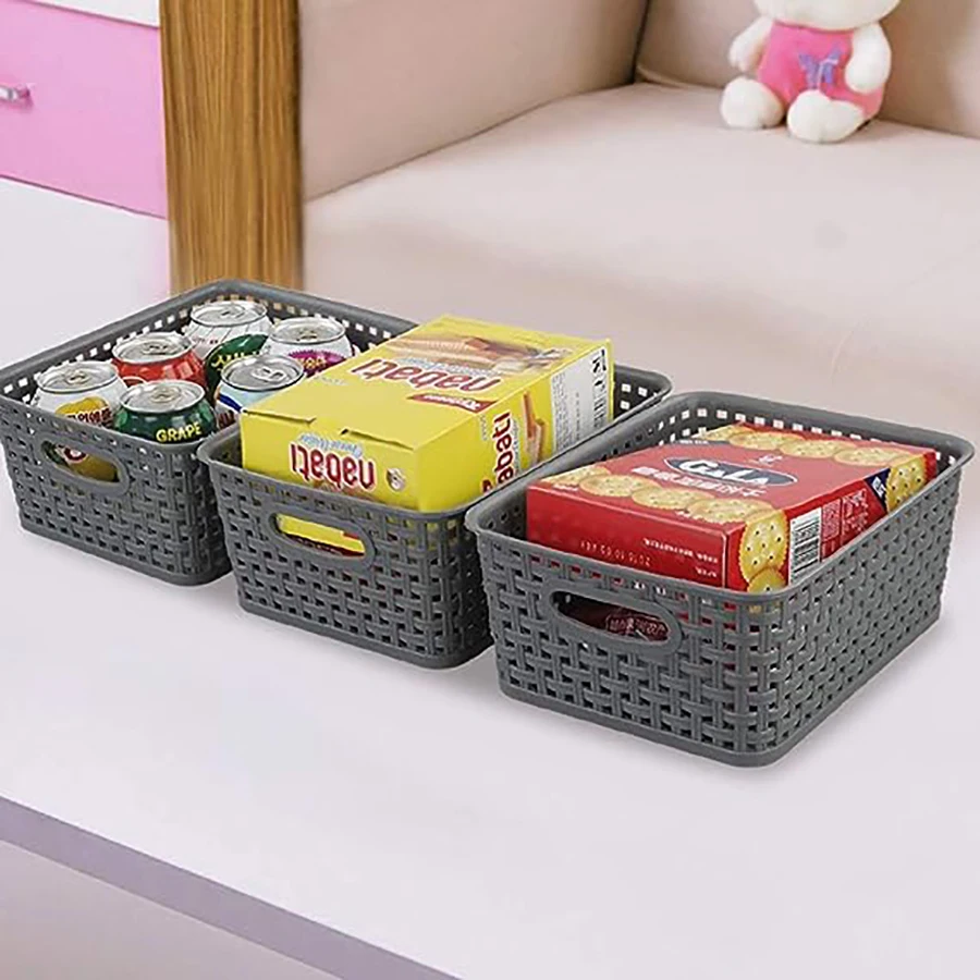 4-Piece Plastic Storage Basket, Small Food Storage Cabinet, Household Organizer in Bathroom, Kitchen, Cabinet, Countertop, Shelf