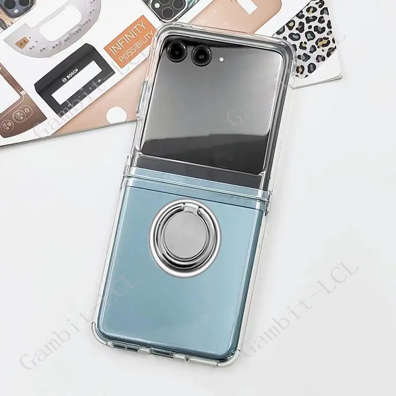 Premium Soft Silicone TPU Back Ring Holder Phone Case for Motorola Razr 2024 Ultra