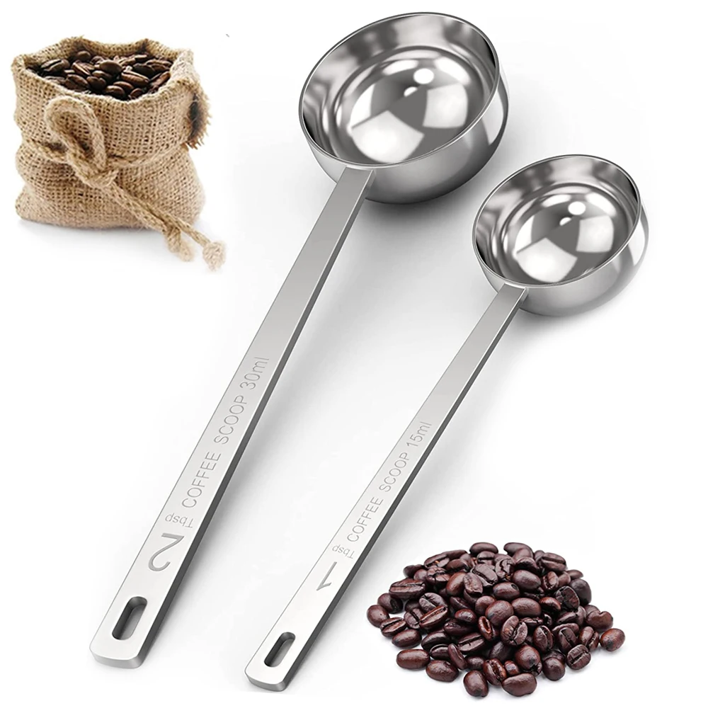 Stainless Steel Coffee Scoop, Tablespoon Measuring Spoon Long Handle Coffee Spoon for Kitchen Cafe Making
