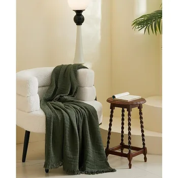 100 Cotton Muslin Throw Blanket for Bed Couch Small Decorative Soft PreWashed Breathable and Lightweight Gauze Blanket with Tas 3
