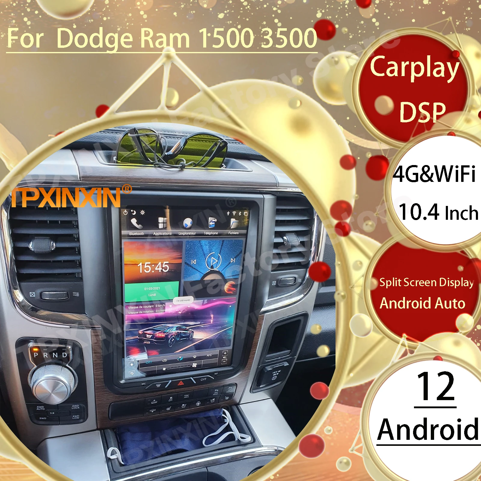 8 + 256gb Android 12 Carplay Rádio Coche Com Bluetooth Para Dodge Ram