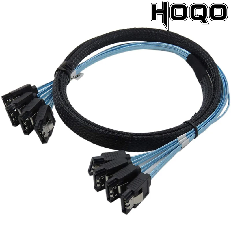 SAS Sata Cable 4 Sata To 4 Sata 4 Ports/Set Data Cable 7 Pin Sata Sas Cable 6Gbps HDD Cable Cord for Server Mining