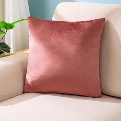 Luxurious Velvet Burnt Orange Throw Pillow - Soft and Cozy Cushion Cover - 45x45cm (Pink)
