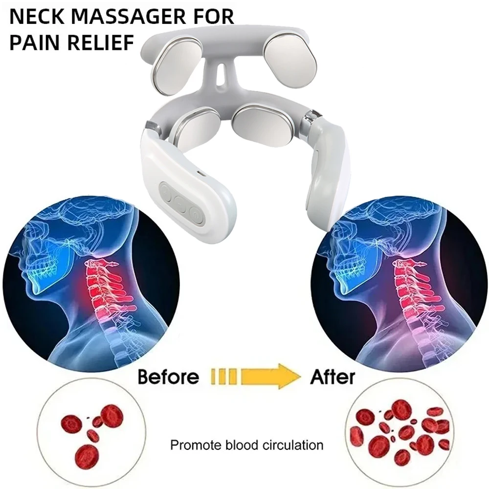 Neck Cervical Massager with Heat Relaxation Usb Rechargeable Electric Neck Massager Smart Neck & Shoulder Massager Relaxtion