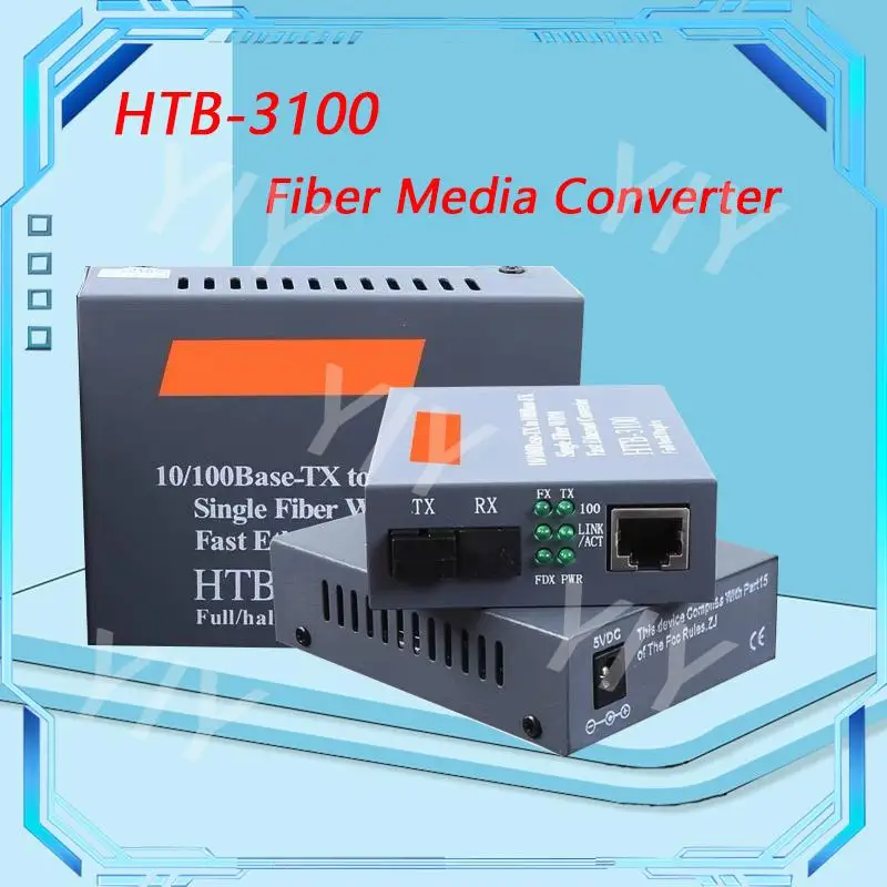 

1 Pair HTB-3100 Optical Fiber Media Converter SC 10/100M Singlemode Single Transceiver Single Fiber Converter 25km Free Shipping