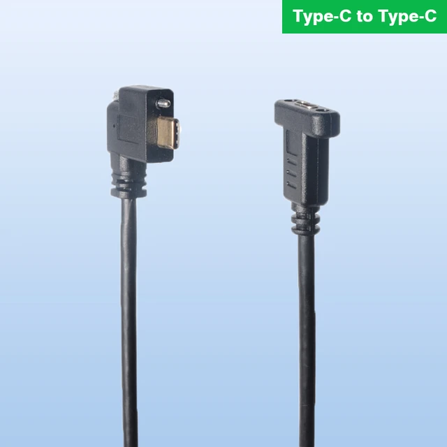 USB C Extension Cable, Vertical Angle Single Screw Locking USB 3.1 Type C  Male to Type