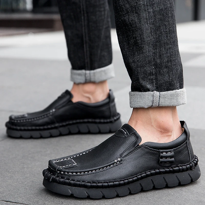 

Genuine Leather Shoes Men fashion Winter Shoes Cow Leather Men Casual Shoes Male Footwear Black Brown Male Loafers men shoes