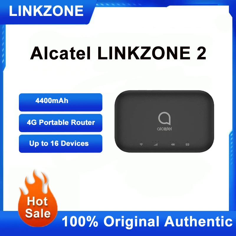 Alcatel 미국 버전용 휴대용 라우터, Alcatel LINKZONE 2 MW43TM, 4G LTE 핫스팟, 최대 16 개 장치, 4400mAh 배터리