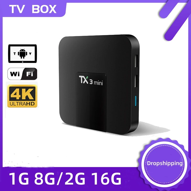 TX3 Mini H.265 4K Amlogic S905W 1G 2G RAM/8G 16G ROM 2.4G WiFi Media Player Set Top Box Android Mini Smart TV Box RK3228A