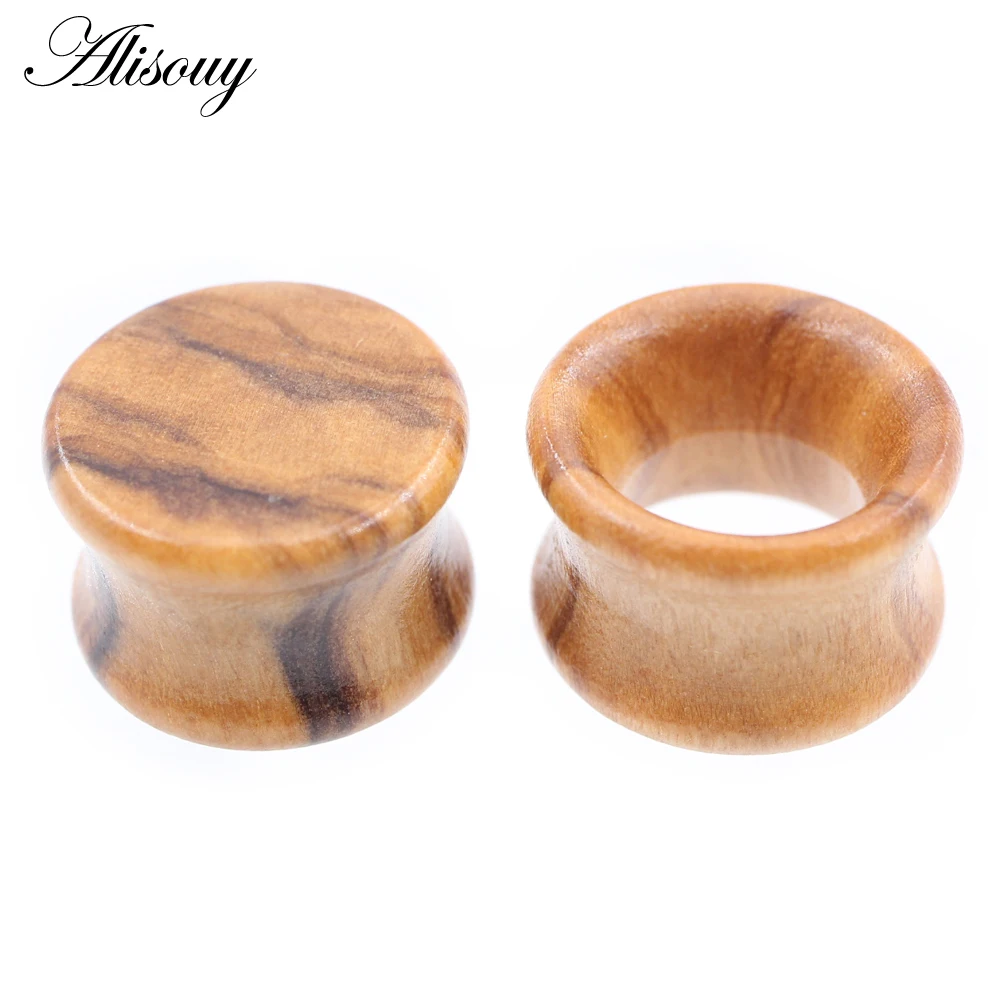 Olive Wood Hollow Double Flared Ear Tunnel Plug Flesh Expander Stretcher Gauge Earring Piercing Body Jewelry 2PCS 6-20mm piercing jewelry body piercing earrings ear piercing jewelry body piercing jewelry body jewelry