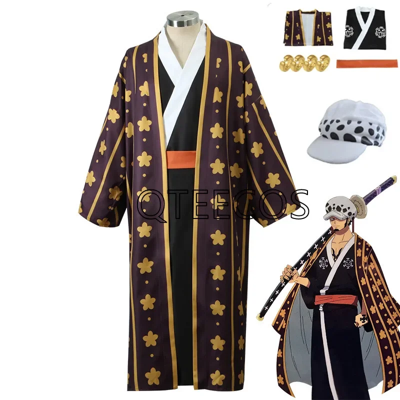 One Anime Trafalgar Law Cosplay Costume Piece Bathrobe Kimono Suit